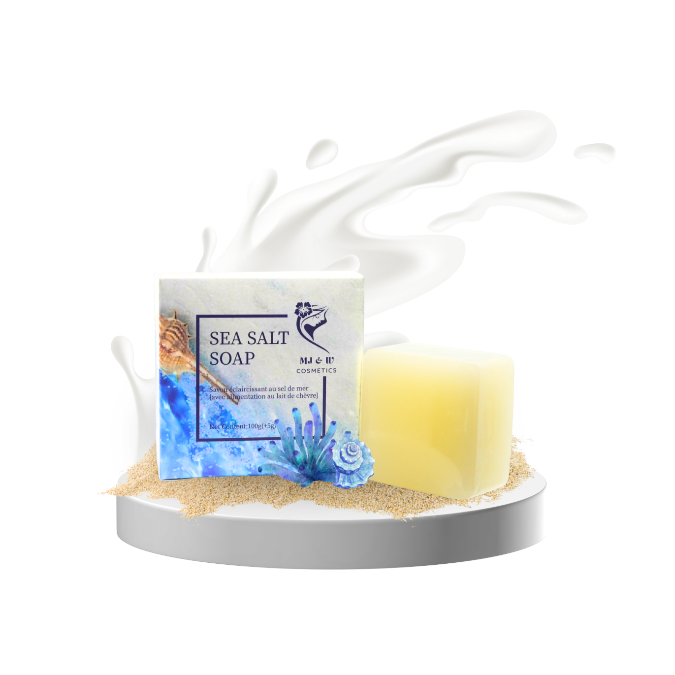Savon Éclaircissant au Sel de Mer & Lait de Chèvre – 100 g